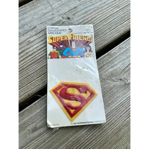 Vintage 1970s Superman Logo Embroidered Sew On Hat Jacket Patch DC Comics USA